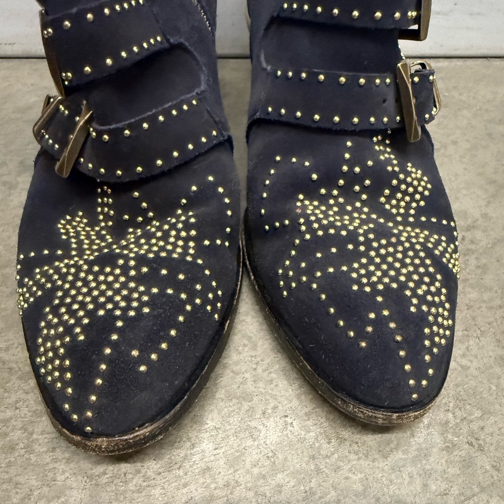 Chloe Susanna Navy Suede Booties - Picture 3 of 8